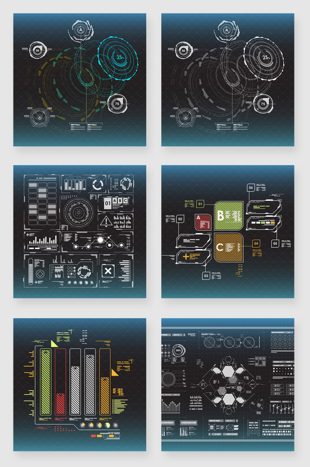 互联网电子科技大屏数据可视化素材