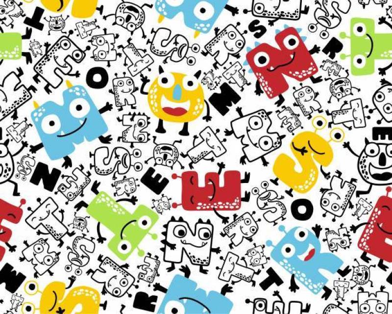 Seamless pattern vector with funny alphabet monsters