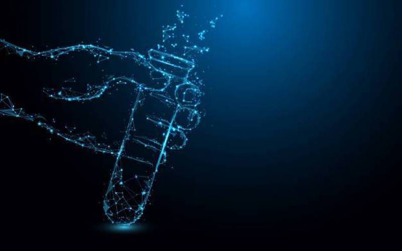 拿着试管的手形成线