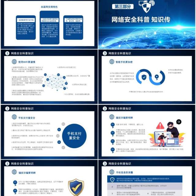 蓝色第七届国家网络安全宣传周网络安全靠人民商务通用PPT模板 蓝色第七届国家网络安全宣传周网络安全靠人民商务通用PPT模板