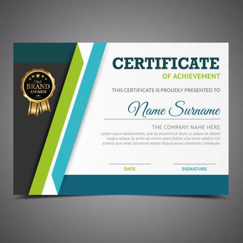 绿色和蓝色文凭模板