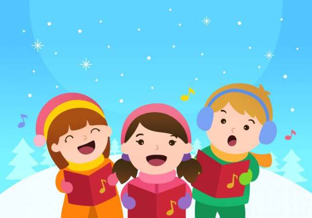 孩子们唱圣诞颂歌矢量