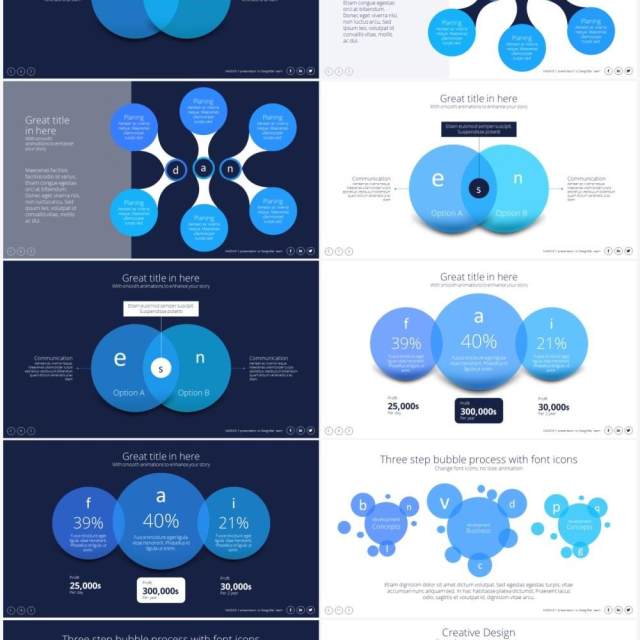 圆形齿轮聚合项目计划图形展示PPT素材Clusters