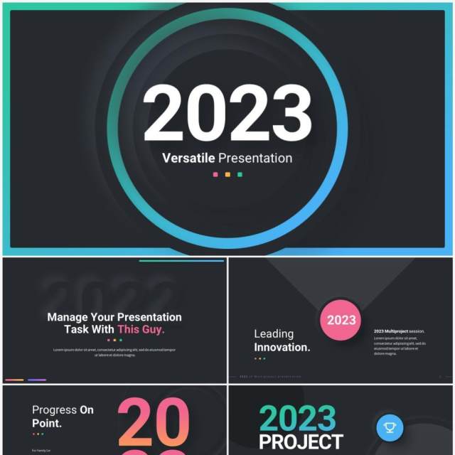 深色新年公司活动议程PPT幻灯片模板2023 Versatile New Year Dark 深色新年公司活动议程PPT幻灯片模板2023 Versatile New Year Dark