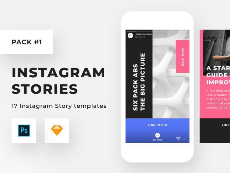 17个Instagram故事模板，用Sketch和Photoshop设计，方形Instagram故事