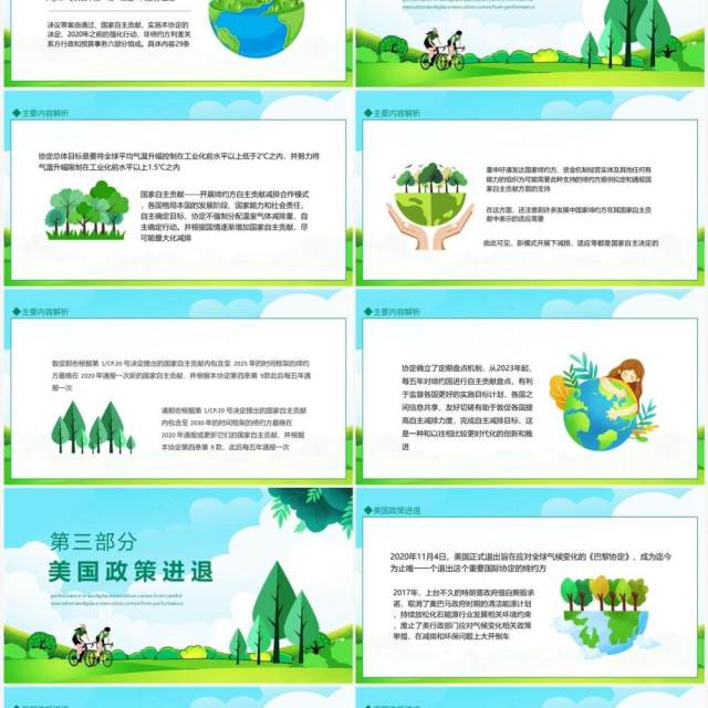气候协定解读自主确定目标协定不强制分配温室气体减排量动态PPT模板 气候协定解读自主确定目标协定不强制分配温室气体减排量动态PPT模板