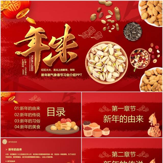 2021年红色中国风年味新年习俗节日介绍PPT模板 2021年红色中国风年味新年习俗节日介绍PPT模板