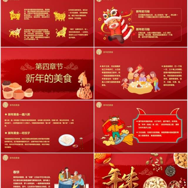 2021年红色中国风年味新年习俗节日介绍PPT模板 2021年红色中国风年味新年习俗节日介绍PPT模板