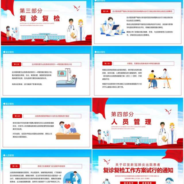 关于印发新冠肺炎出院患者复诊复检工作方案试行的通知动态PPT模板 关于印发新冠肺炎出院患者复诊复检工作方案试行的通知动态PPT模板