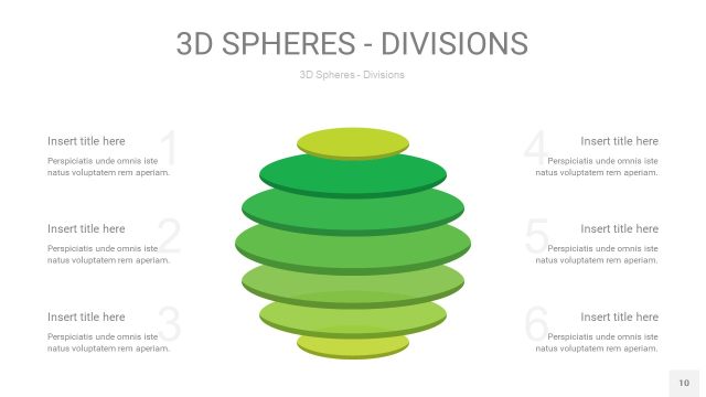 渐变绿色3D球体切割PPT信息图10