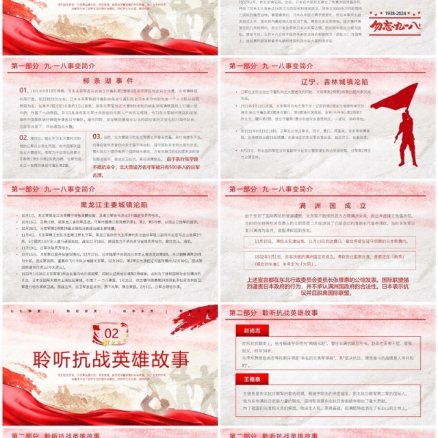 红色党政风铭记历史勿忘国耻PPT模板 红色党政风铭记历史勿忘国耻PPT模板