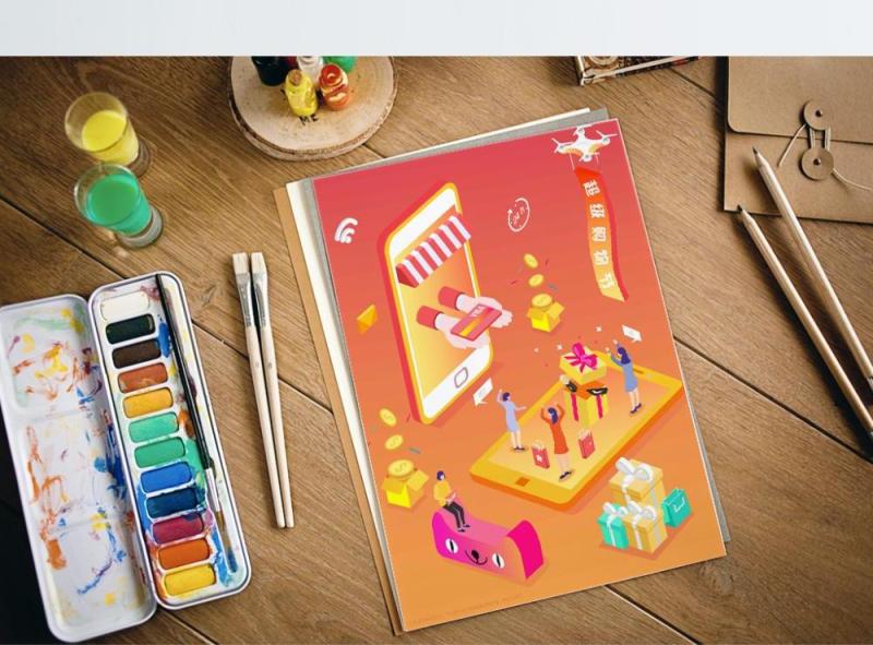 电商淘宝天猫购物促销活动2.5D立体插画AI设计海报素材48