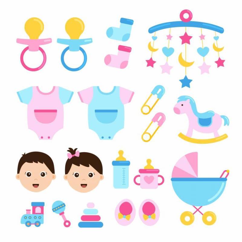 婴儿淋浴集合图标