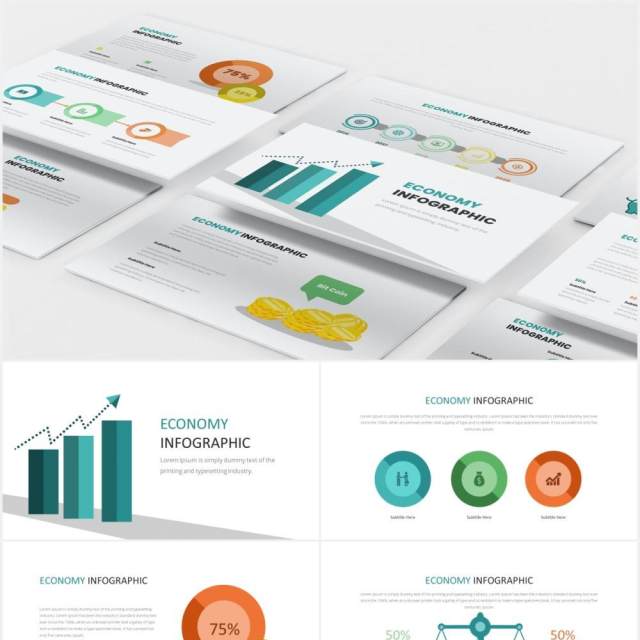 金融财务经济信息图表PPT素材Economy Infographic Powerpoint Template