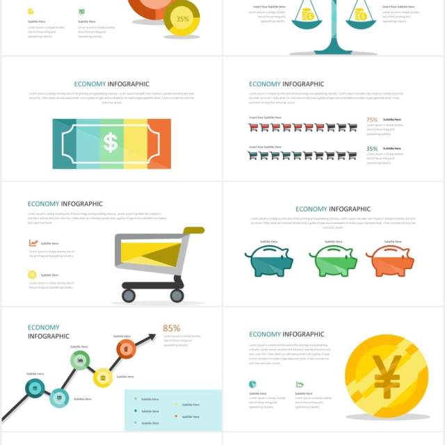 金融财务经济信息图表PPT素材Economy Infographic Powerpoint Template