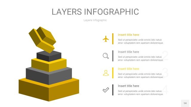 灰黄色3D分层PPT信息图14