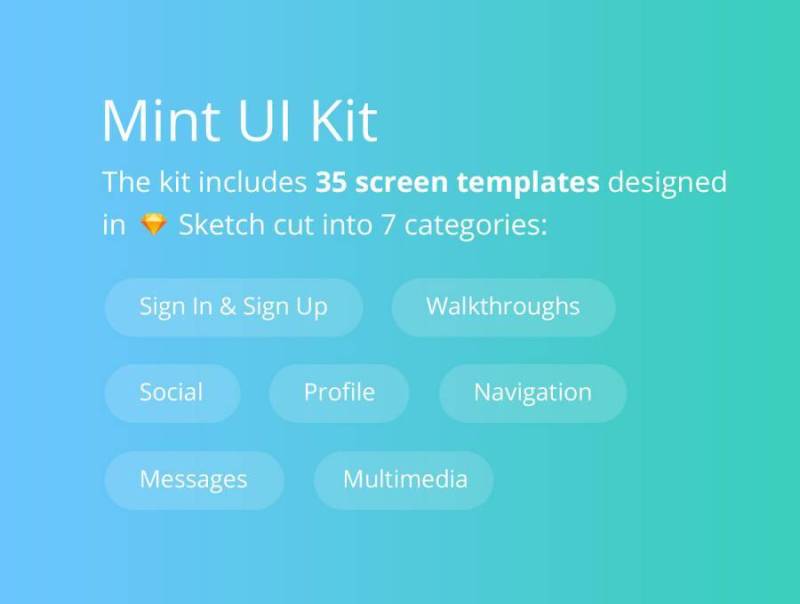 专为Sketch。，Mint UI工具包设计的清洁iOS UI工具包