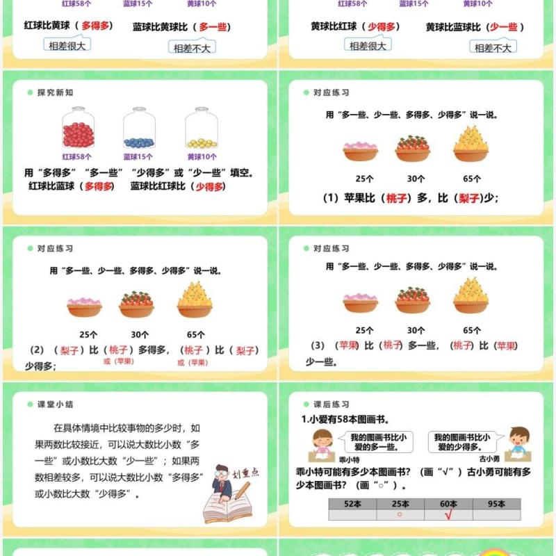 部编版一年级数学下册比多少课件PPT模板