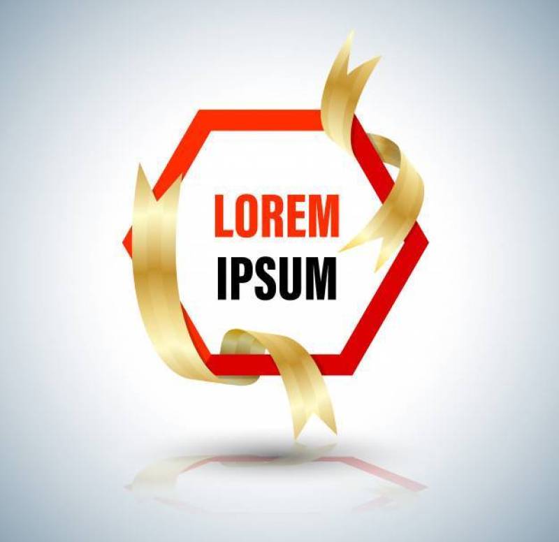 与金丝带的横幅六角形