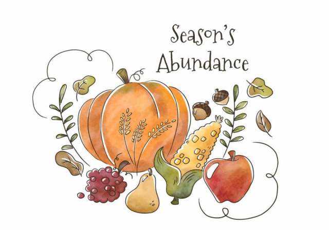 水彩健康的秋季水果和蔬菜飘着叶子和装饰品落季节