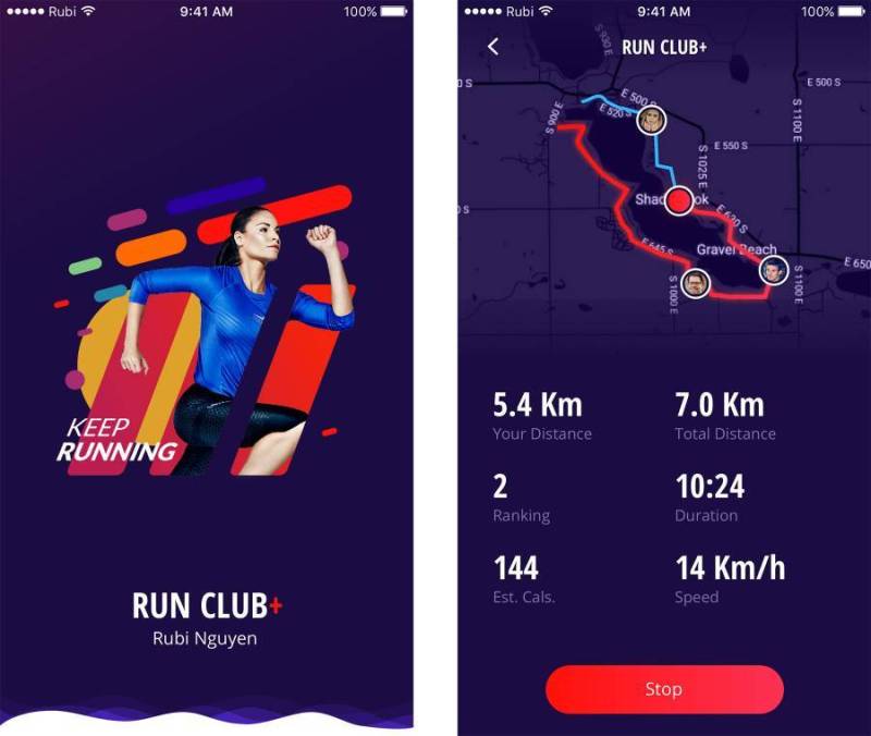 Run Club + 运动应用界面