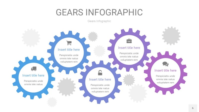 紫蓝色齿轮PPT信息图6