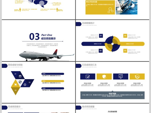 2017年机场航空公司通用年终汇报PPT模板