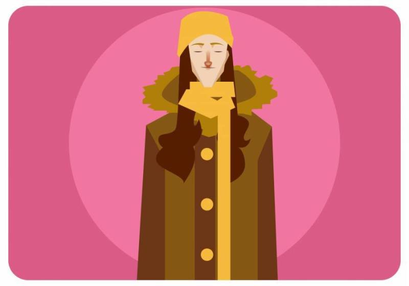 韩国妇女与外套矢量