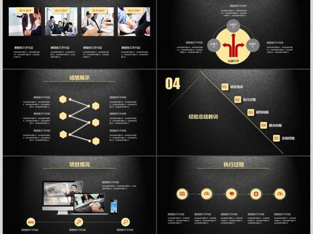 黑色大气商务年终工作汇报动态PPT