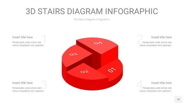 红色3D阶梯PPT图表10