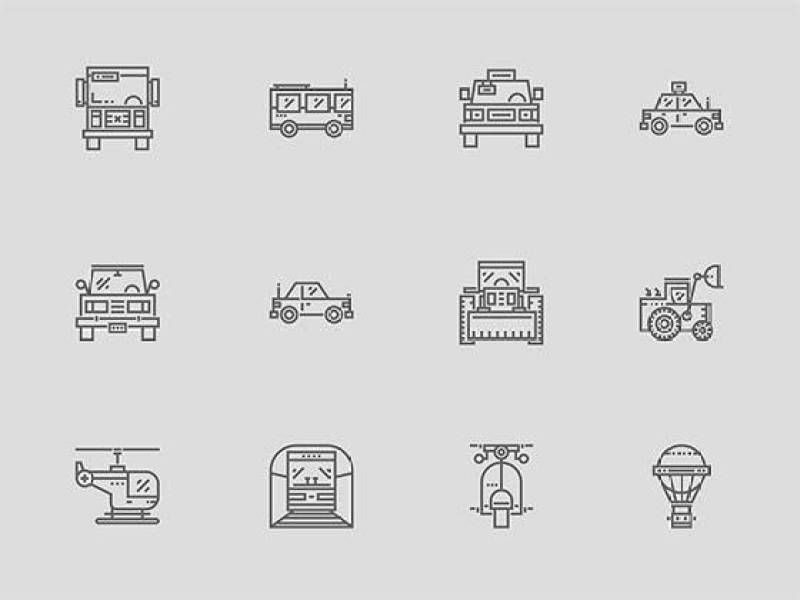 30 枚运输工具线性图标