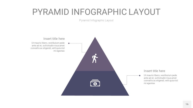 中紫色3D金字塔PPT信息图表16
