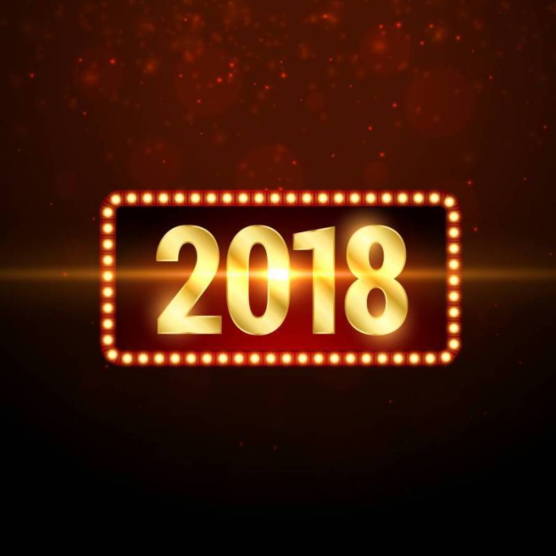闪亮的金色2018年新年快乐问候背景设计