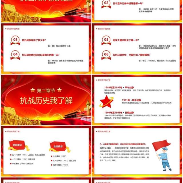 红色抗日战争胜利七十七周年PPT模板 红色抗日战争胜利七十七周年PPT模板