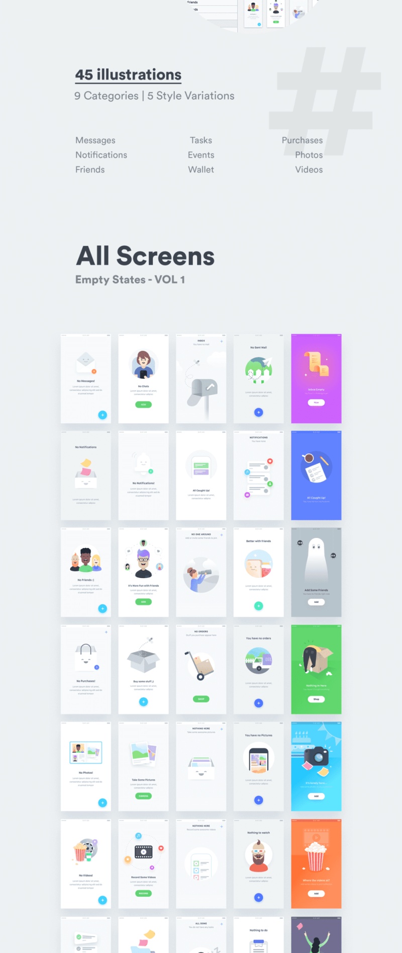 移动应用程序UI插图工具包，空状态卷01