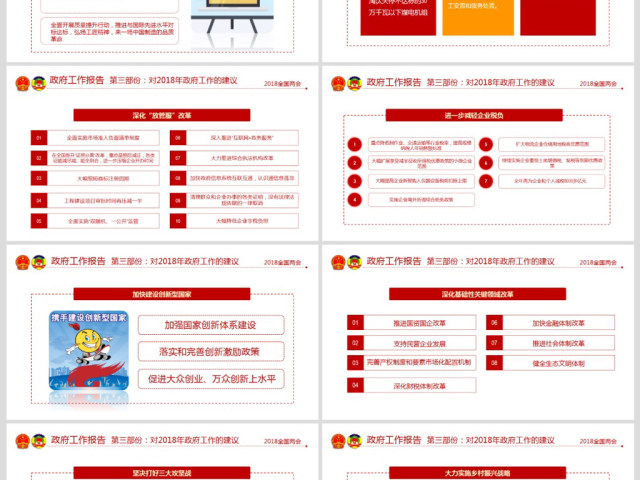 简约风2018两会政协政府工作报告ppt