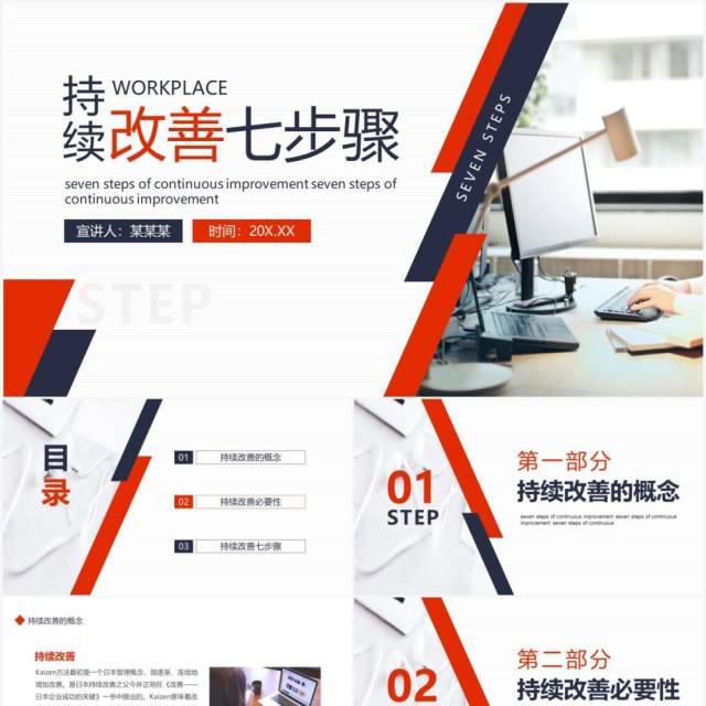 简约持续改善七步骤培训课件动态PPT模板 简约持续改善七步骤培训课件动态PPT模板