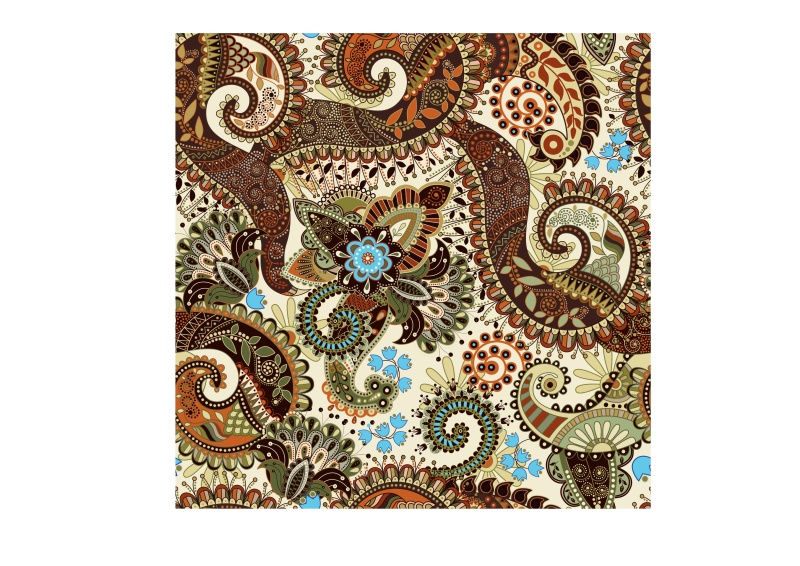 无缝佩斯利图案和黄瓜饰品23