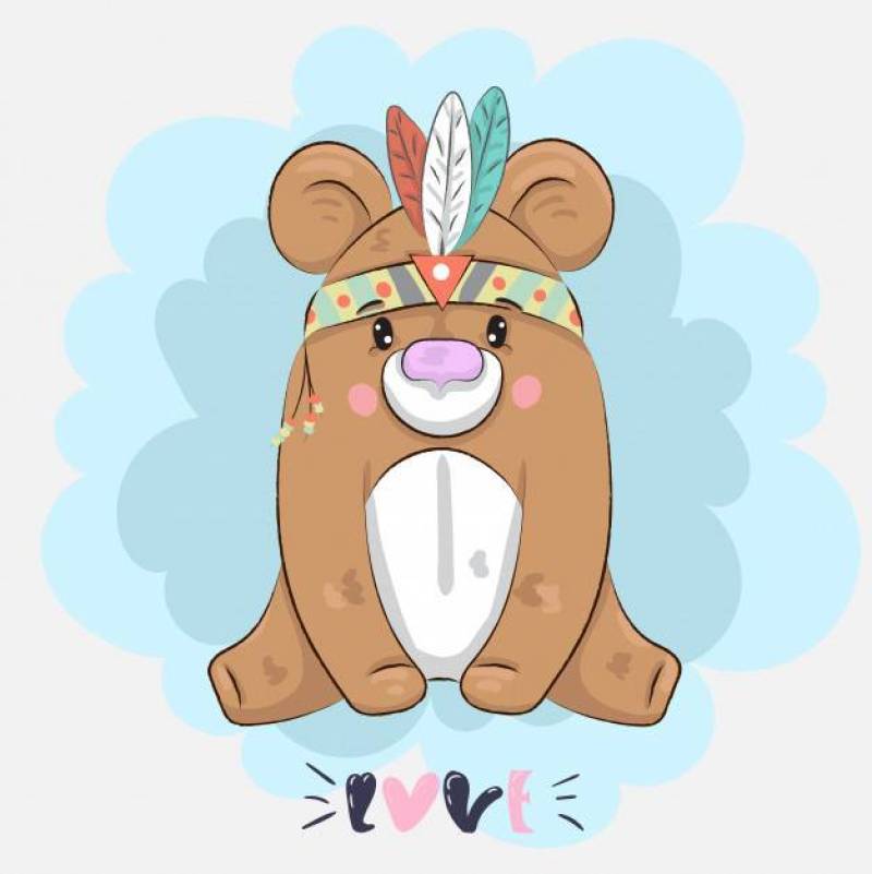 可爱熊印度波西米亚卡通绘制