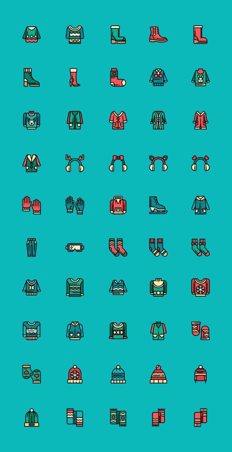 50 枚冬天服饰图标