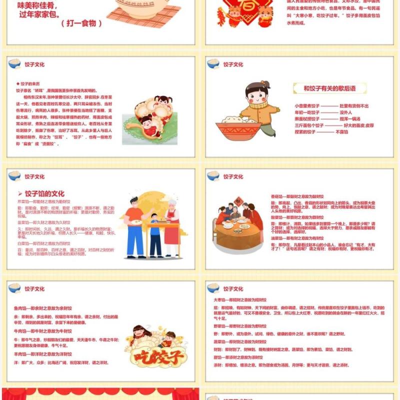 红色2022过年包饺子习俗介绍PPT模板