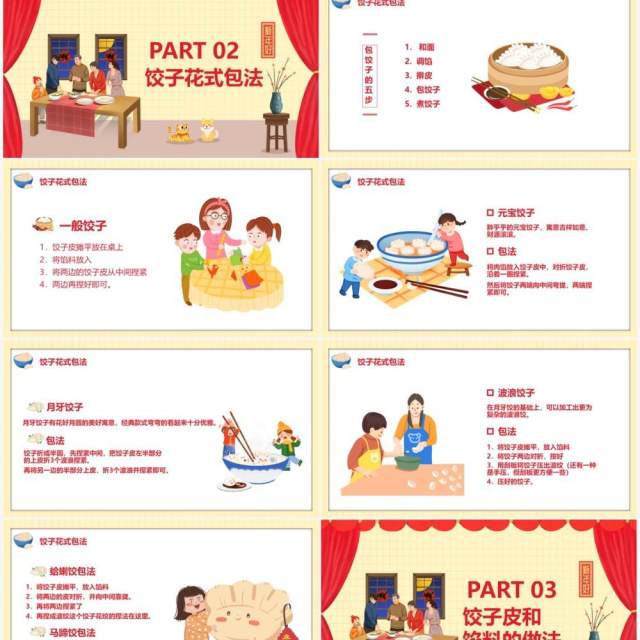 红色2022过年包饺子习俗介绍PPT模板 红色2022过年包饺子习俗介绍PPT模板