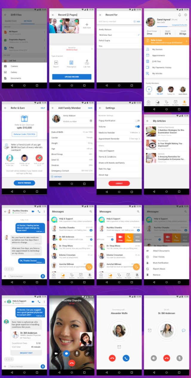 82+ Screens MedHealthcare4U Android移动UI套件，医疗保健医疗UI套件，含XD源文件