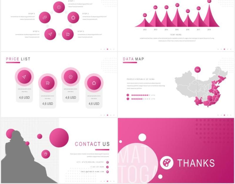 粉色简约公司宣传介绍PPT图片排版设计模板Mattoga - Business Powerpoint Template