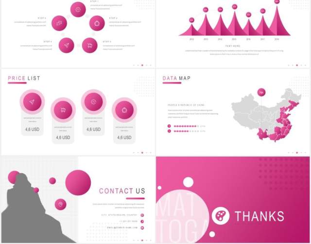 粉色简约公司宣传介绍PPT图片排版设计模板Mattoga - Business Powerpoint Template