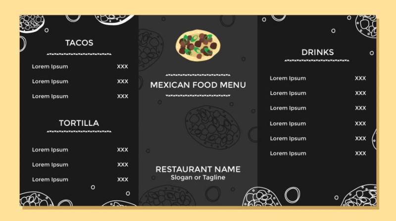 墨西哥食物菜单模板矢量