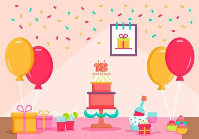我18岁生日聚会 矢量图