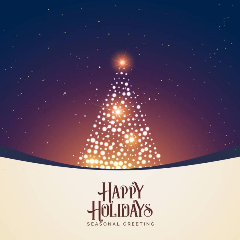 美丽的冬天夜景与发光的圣诞树设计