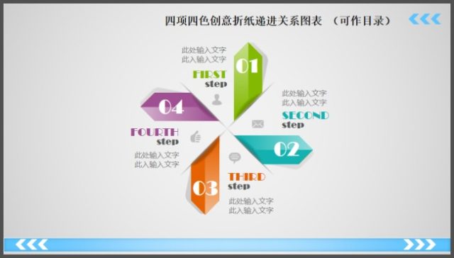 四项四色创意折纸递进关系PPT图表 (可作目录) 四项四色创意折纸递进关系PPT图表 (可作目录)