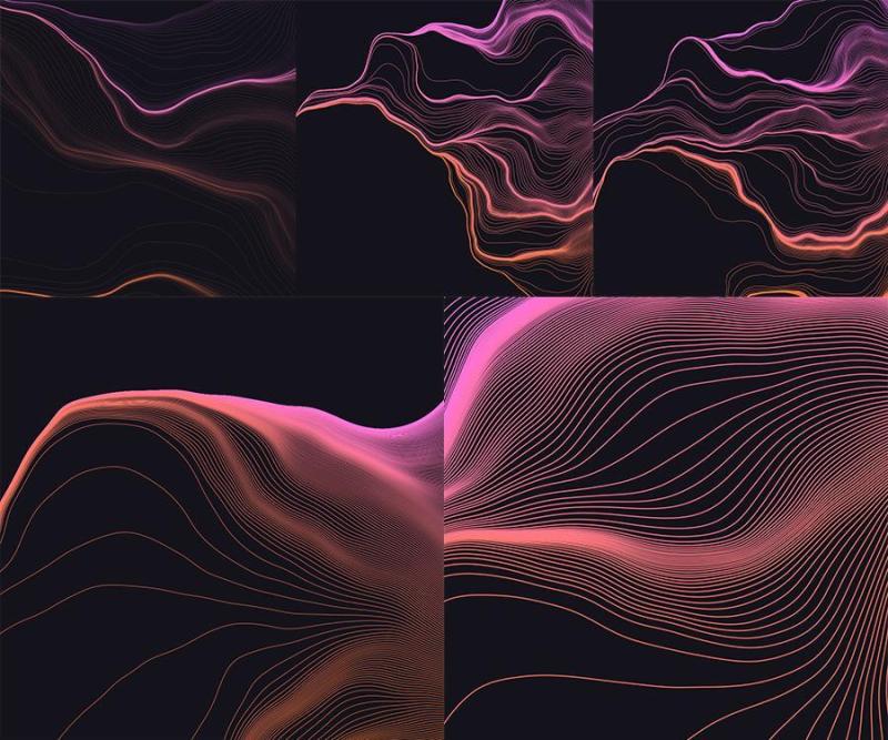 5款高清科技感网络线条科幻炫光效背景图片包装EPS矢量设计素材